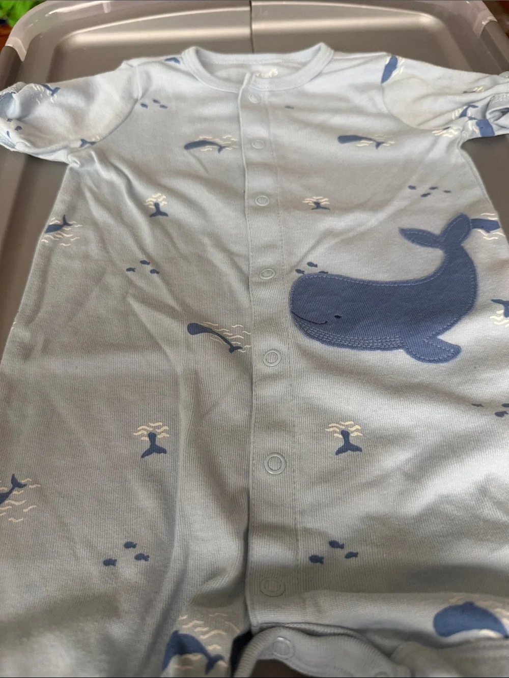 Carter's Light Blue Baby One-Piece Bodysuit with Whale Applique